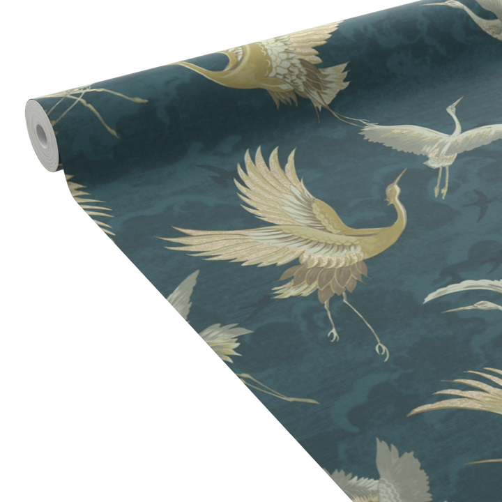 Papier peint intissé Tsuru Bleu nuit
