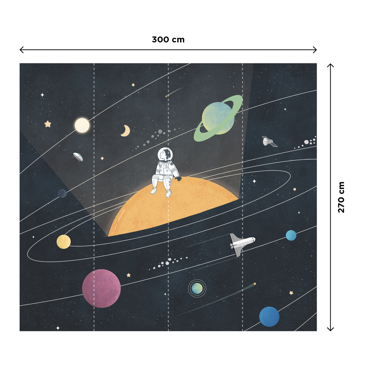 4MURS Papier peint panoramique XL Elie galaxy Multicolore Satiné