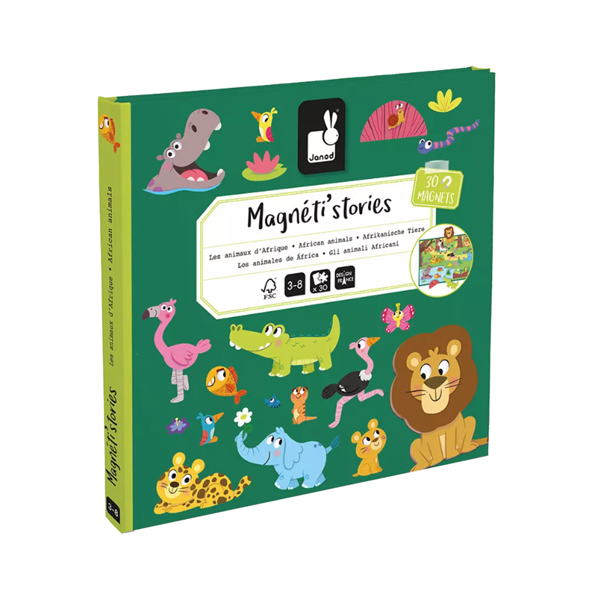 JANOD Jeu éducatif Magneti'stories les animaux d'afrique Vert