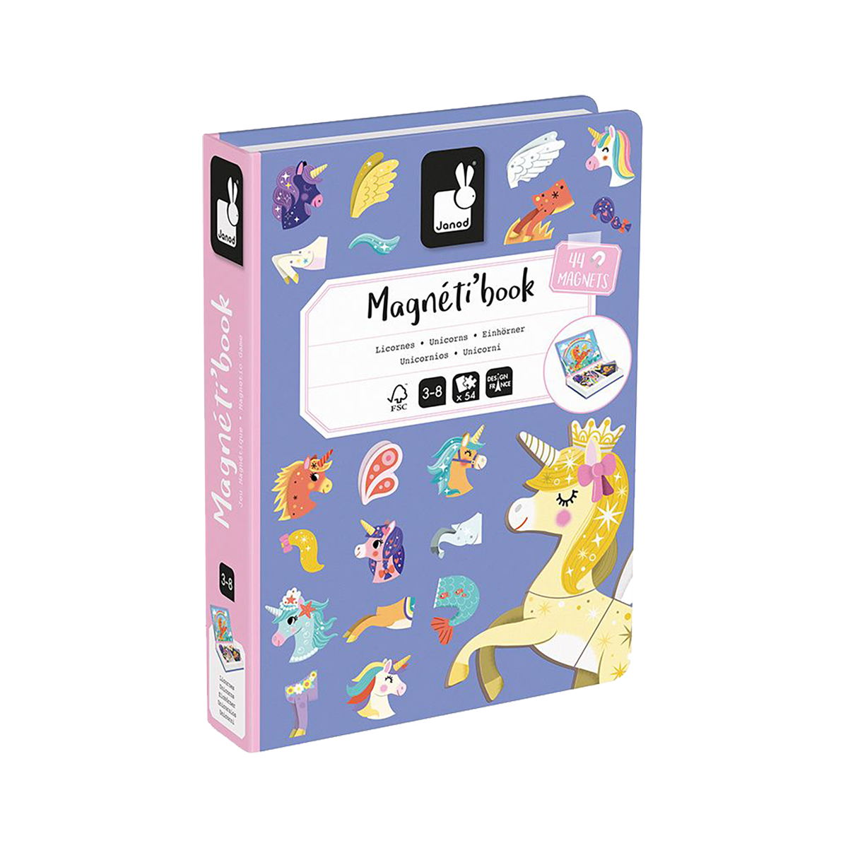JANOD Jeu éducatif Magneti'book licornes Mauve