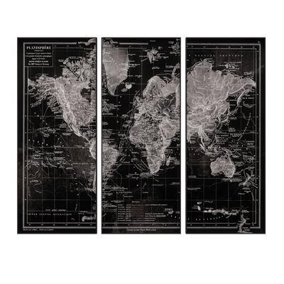 Tableau en verre Old map Noir