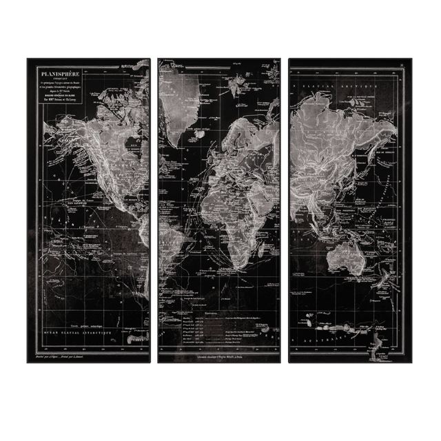 Tableau en verre OLD MAP coloris noir