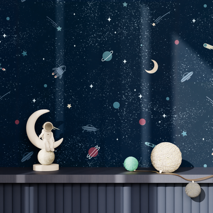 4MURS Papier peint intissé Cosmoland Bleu nuit