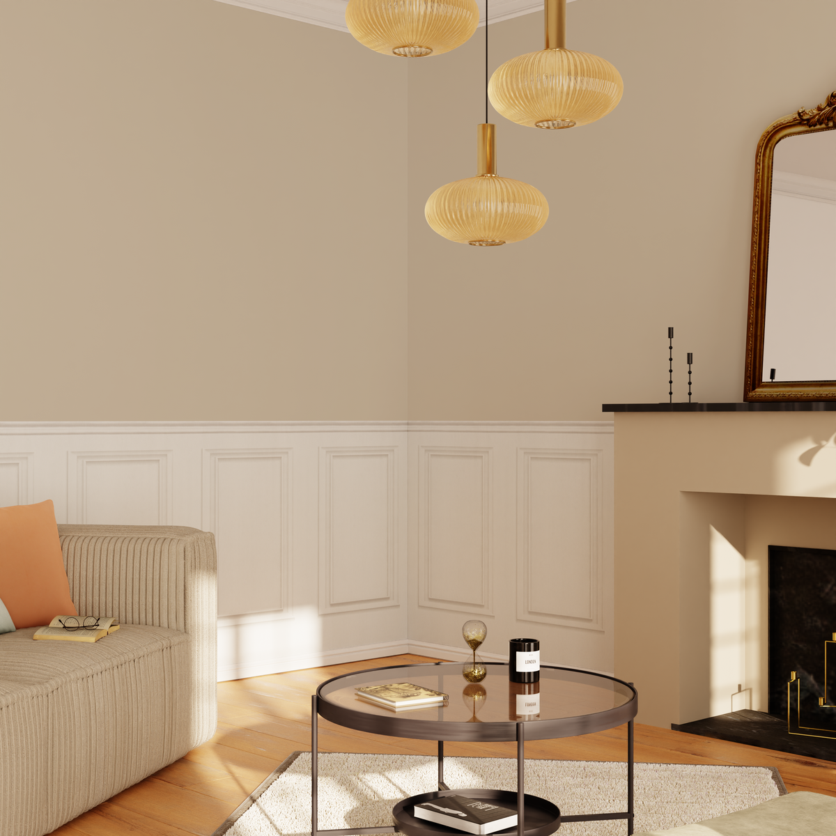 4MURS Papier peint intissé Soubassement moulures Blanc chaud