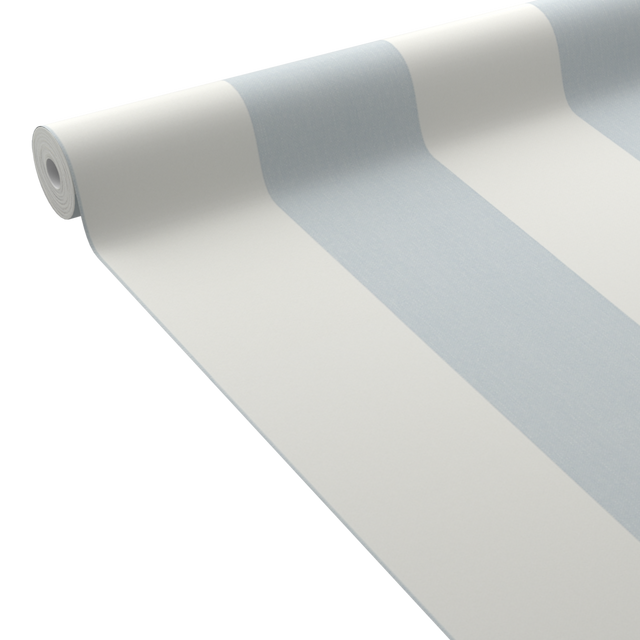 4MURS Papier peint vinyle PODIUM STRIPE bleu grisé et blanc