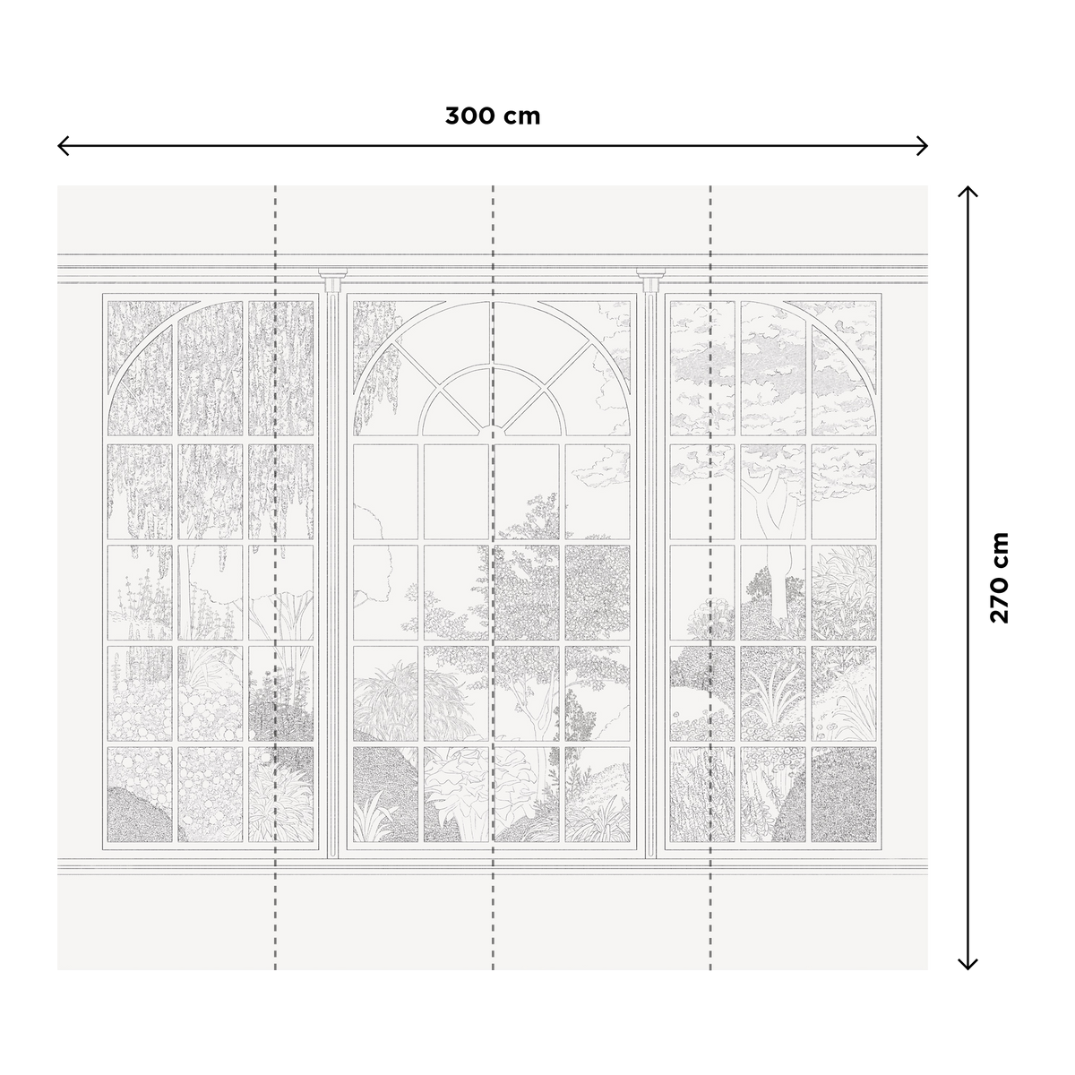 4MURS Papier peint panoramique XL Bow window Noir et blanc Mat