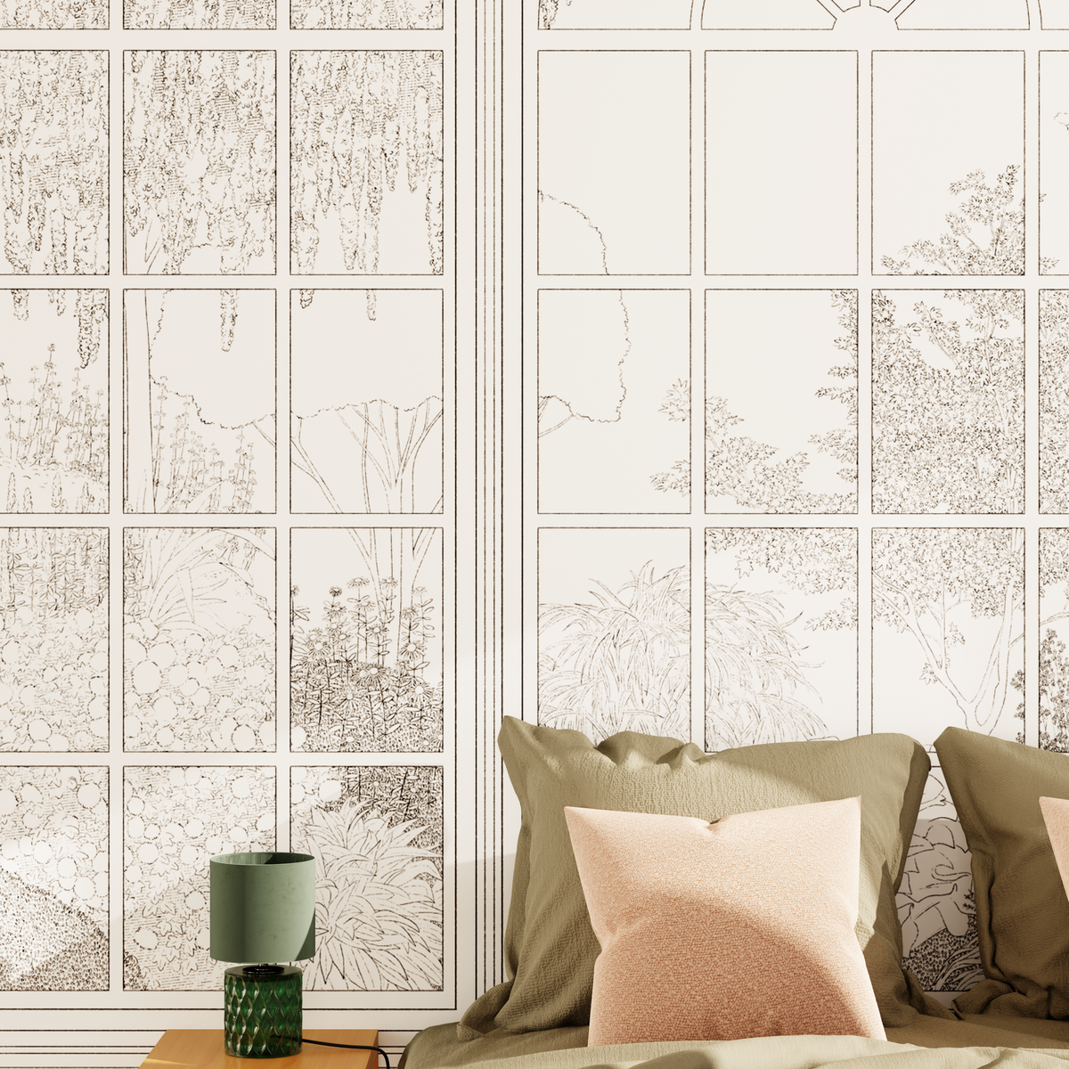 4MURS Papier peint panoramique XL Bow window Noir et blanc Mat