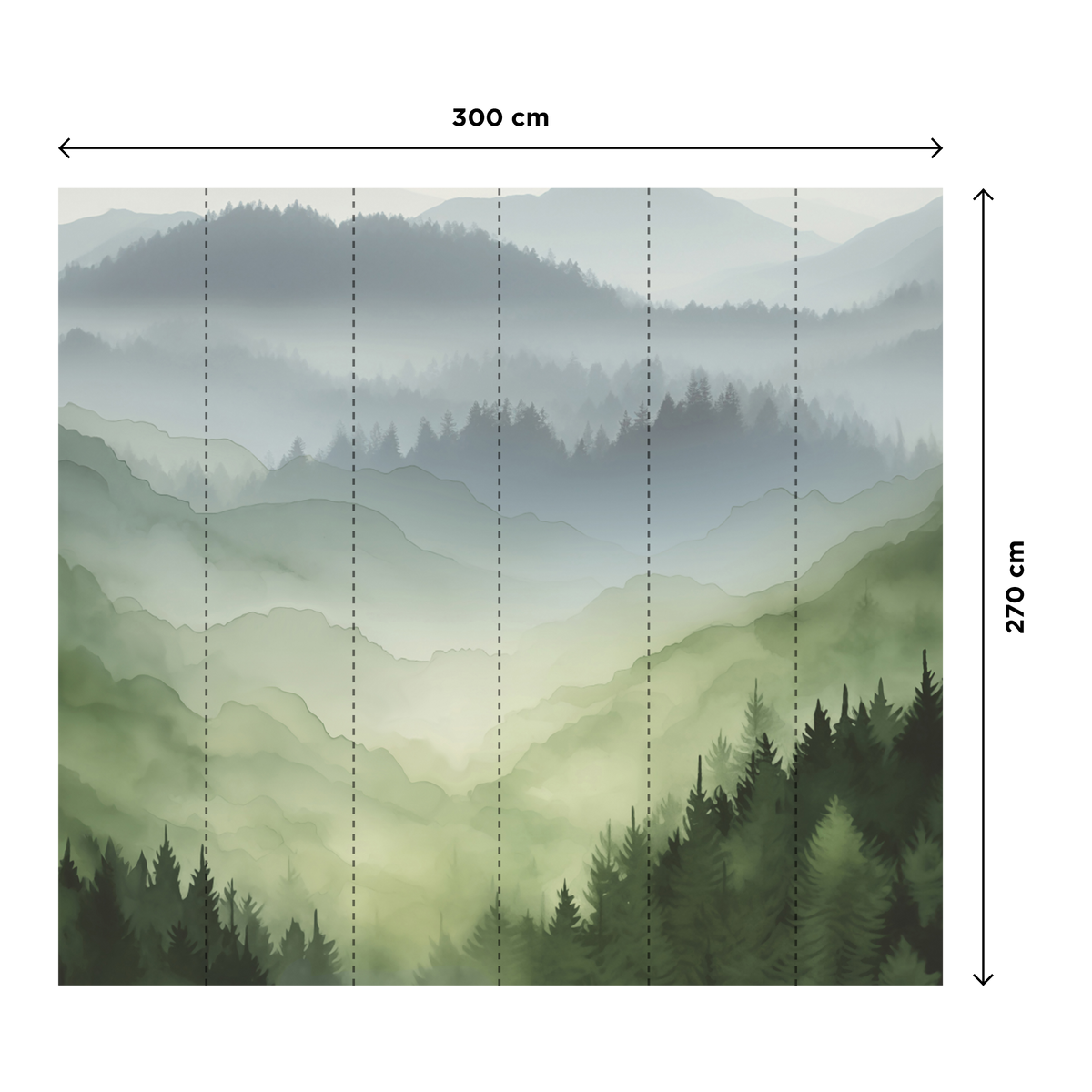 4MURS Papier peint panoramique XL Alphee Bleu-vert Mat