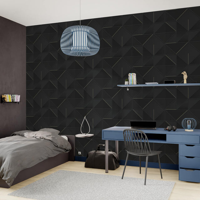 4MURS Papier peint intissé GRANT coloris noir et or