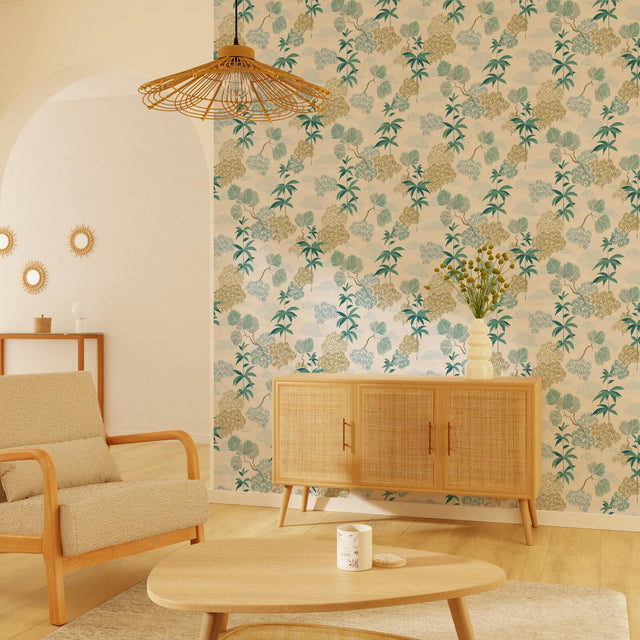 Papier peint intissé TAYA coloris bleu azur