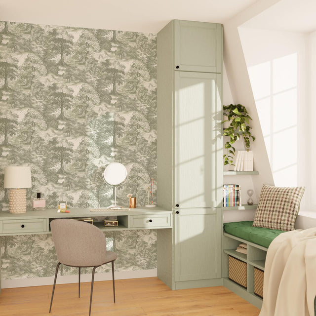 4MURS Papier peint intissé LEON coloris vert de gris