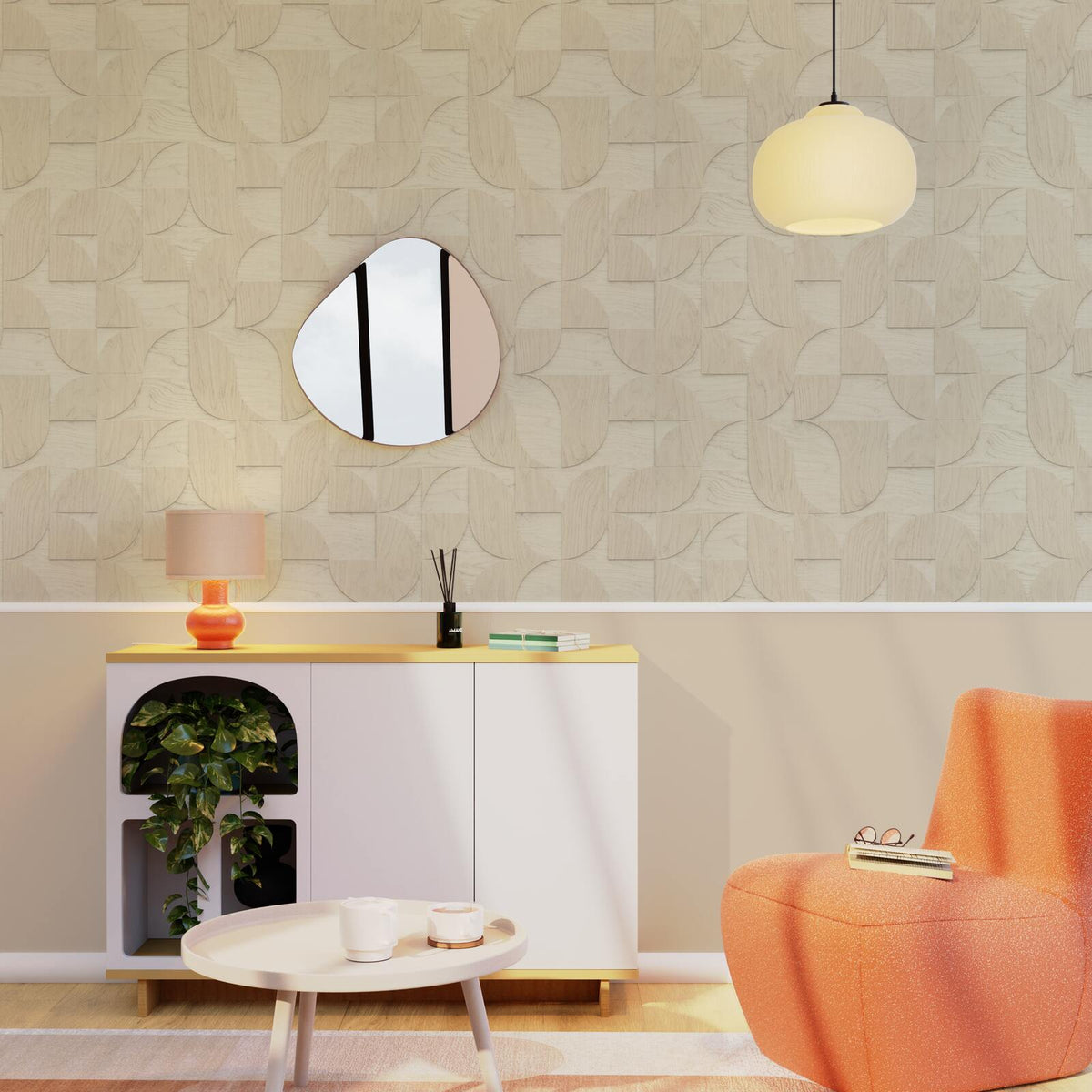 4MURS Papier peint intissé Kenley Beige chaud