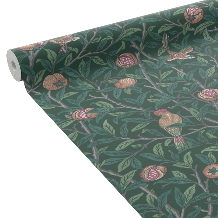 WILLIAM MORRIS AT HOME Papier peint intissé Pomegranate Vert foncé