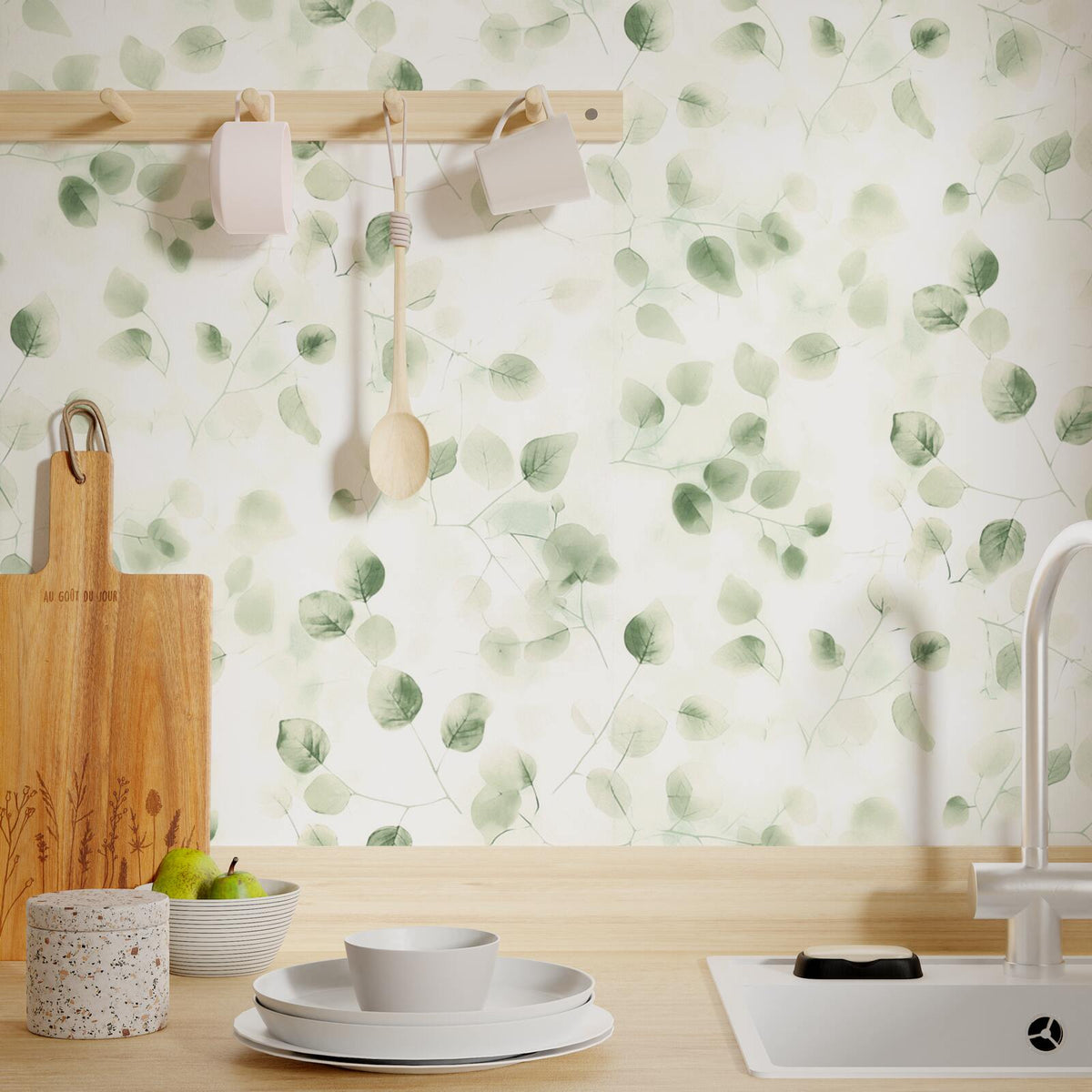 4MURS Papier peint intissé Effie Vert feuille