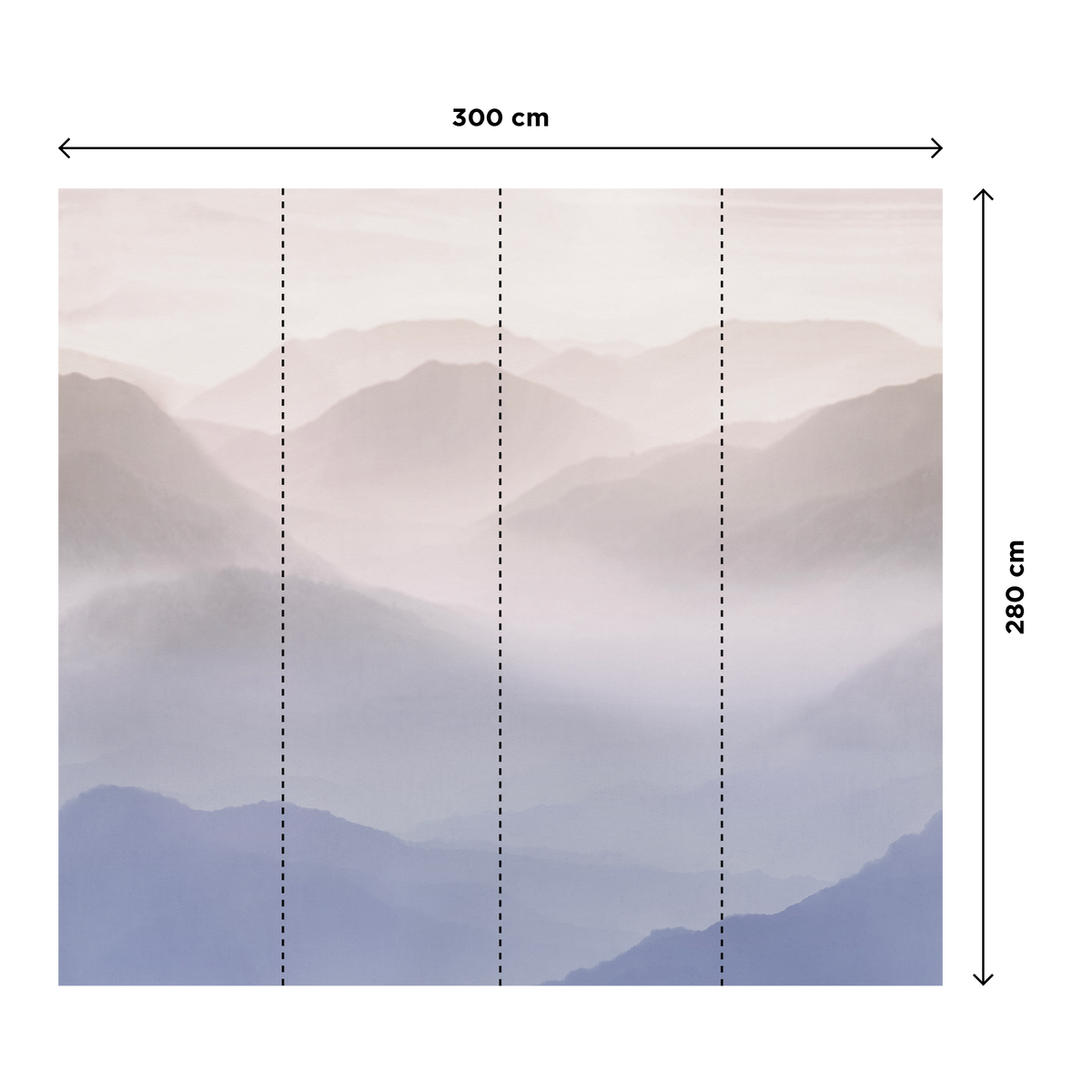 4MURS Papier peint panoramique XL Valensole Beige rosé, bleu Mat