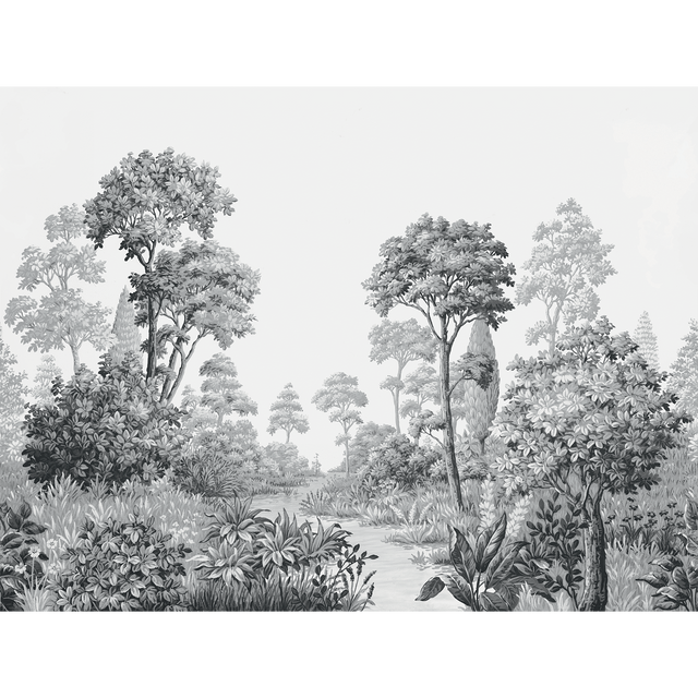 Papier peint panoramique XL BEAULIEU 371 x 280 cm noir et blanc