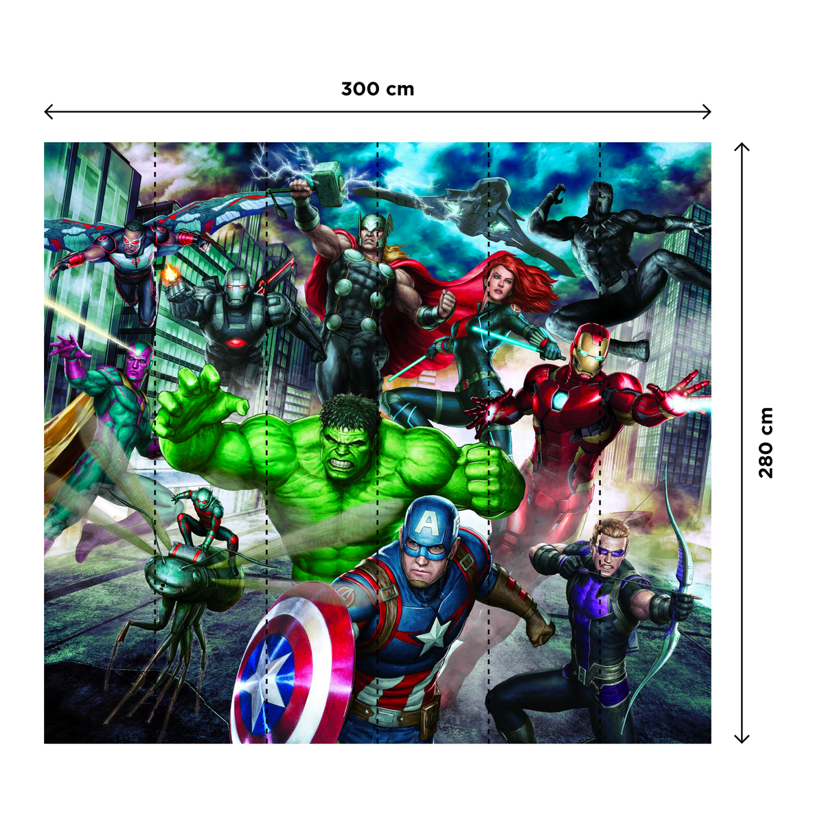 Papier peint panoramique XL Marvel avengers Multicolore Mat