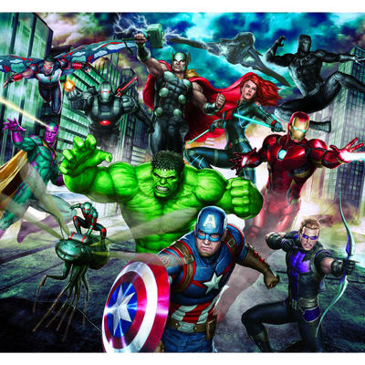 Papier peint panoramique XL Marvel avengers Multicolore Mat