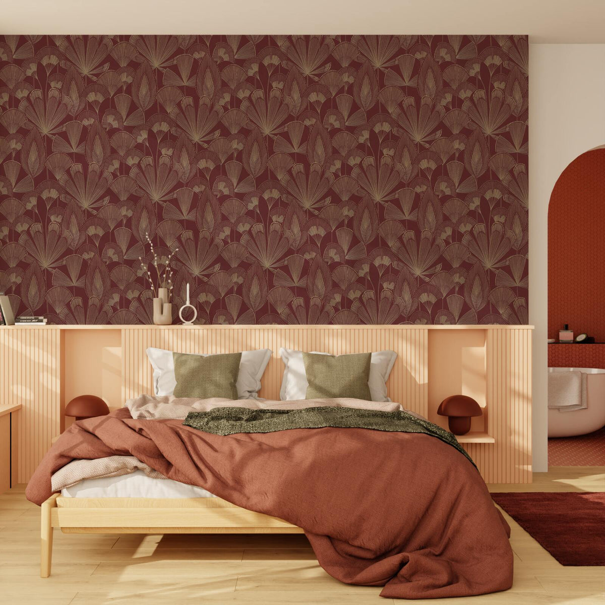 4MURS Papier peint intissé Ericka Rouge bordeaux