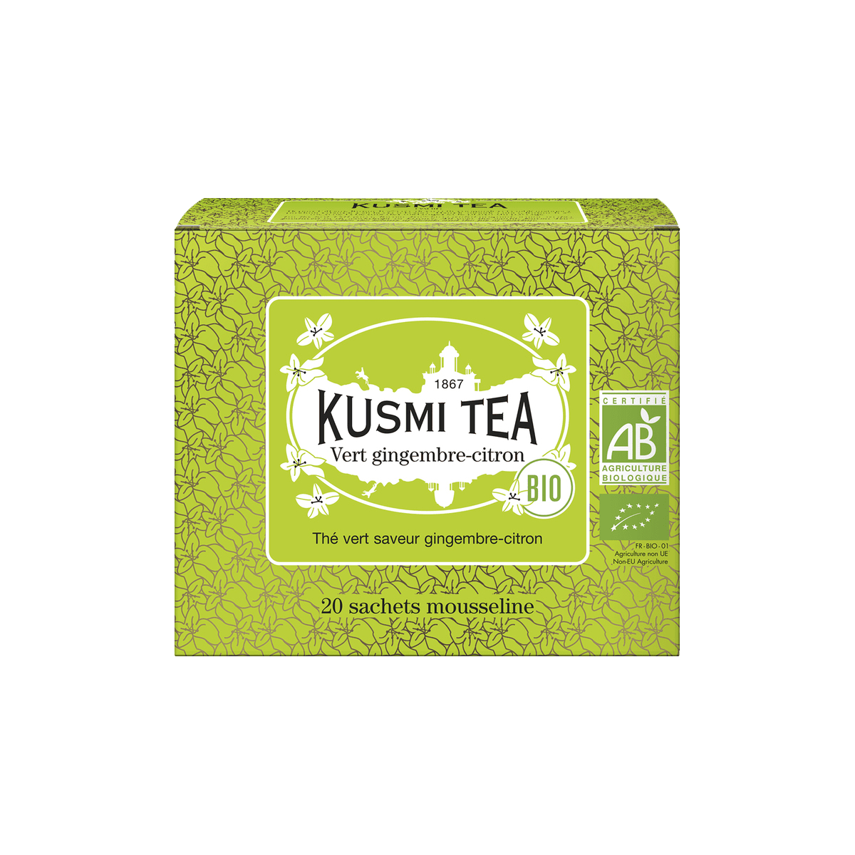 KUSMI TEA Thé vert en sachet Gingembre-citron 36G