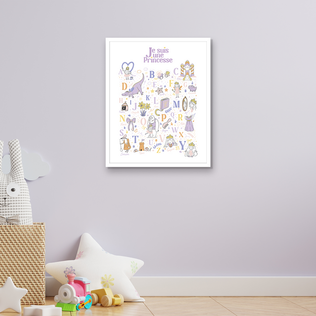 4MURS Tableau ABECEDAIRE JE SUIS UNE PRINCESSE multicolore