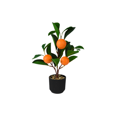 Plante artificielle Oranger Vert, noir, orange