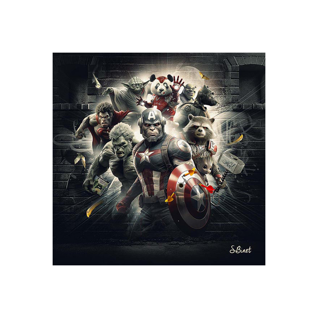 Tableau BINET SUPER HÉROS coloris noir