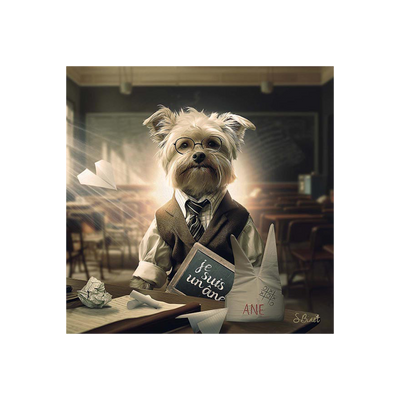 Tableau Binet chien école Noir