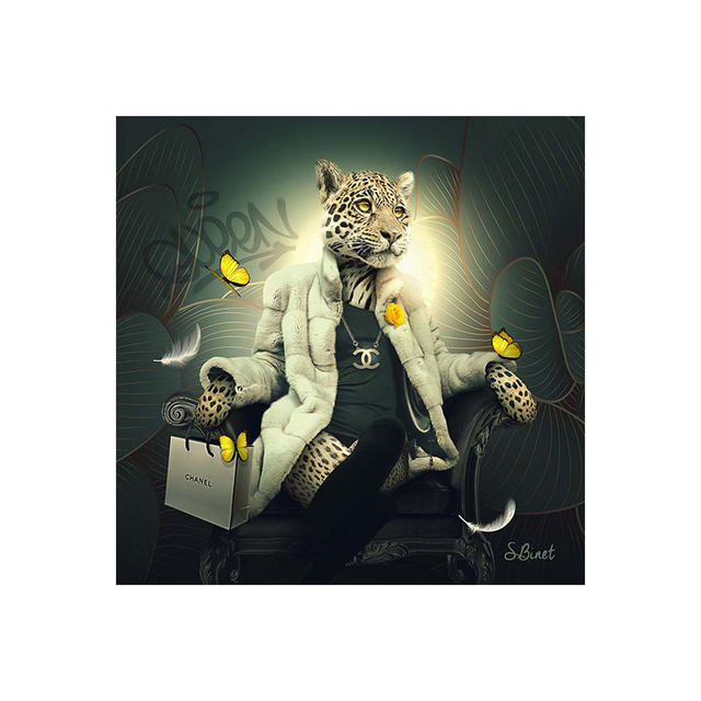 Tableau BINET LÉOPARD CHESTERFIELD coloris noir