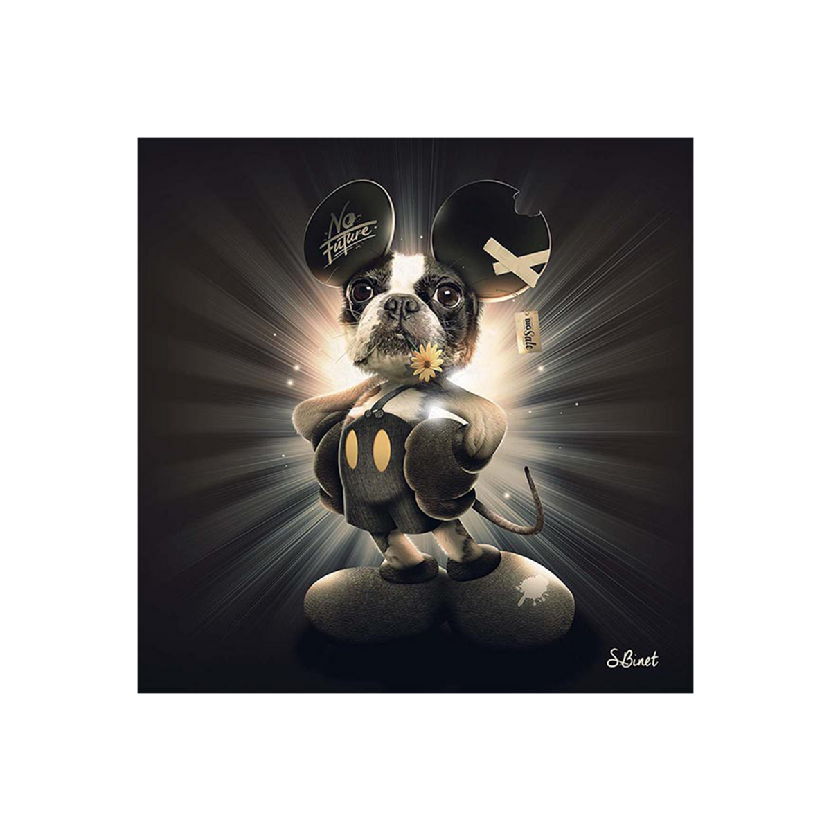 Tableau Binet mickey chien Noir