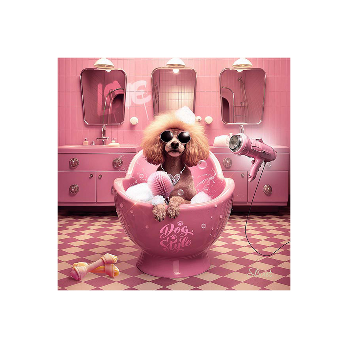 Tableau Binet dog style Noir