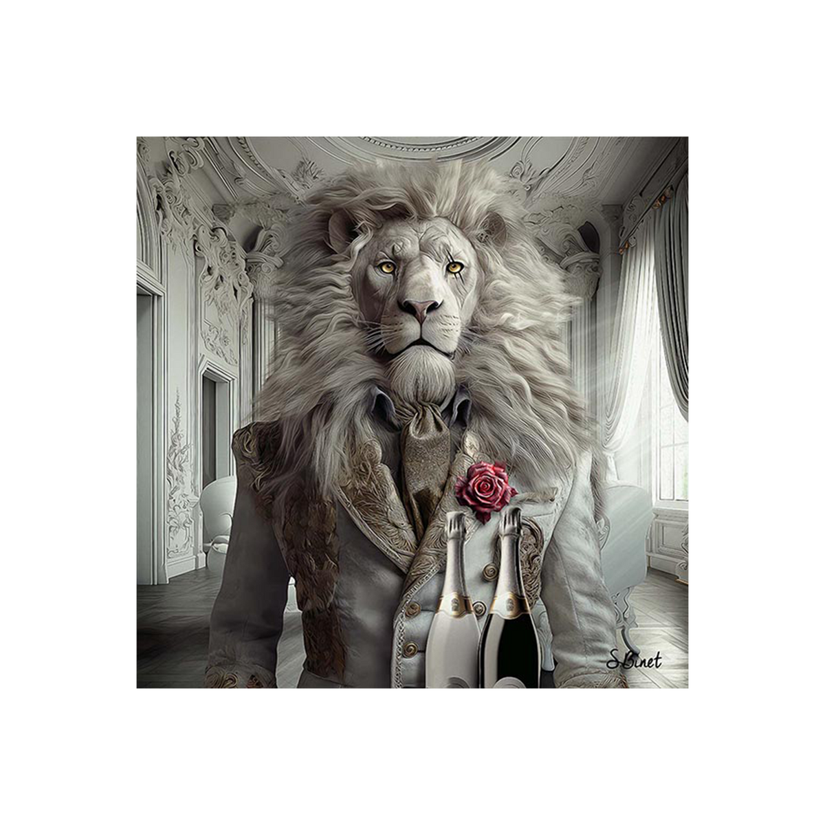 Tableau Binet lion luxury Noir