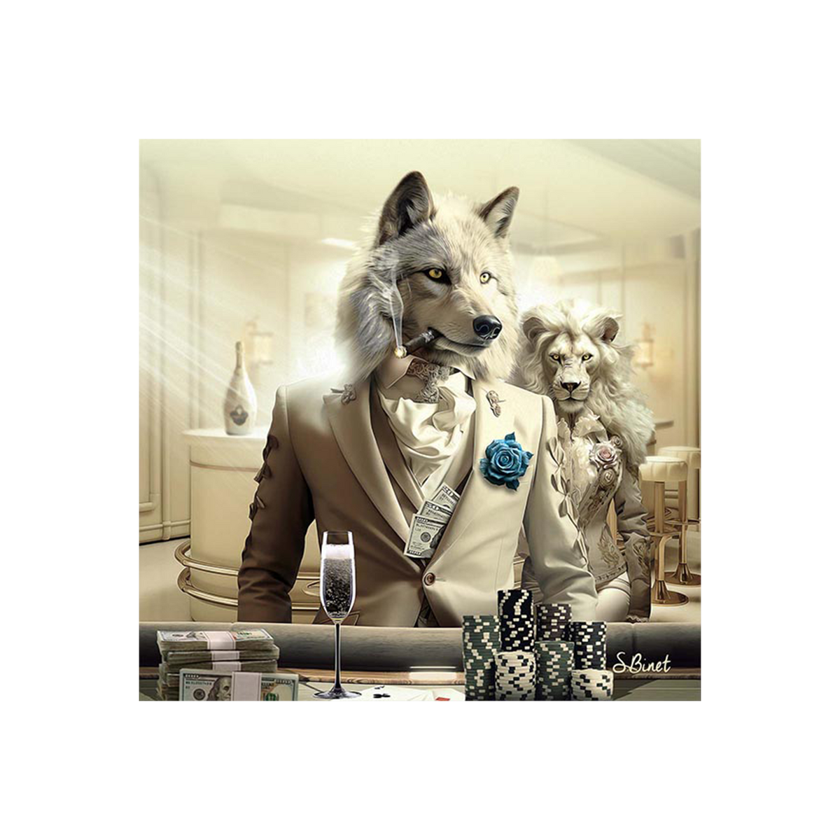 Tableau Binet loup luxury Noir