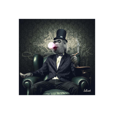 Tableau Binet singe chewing-gum Noir