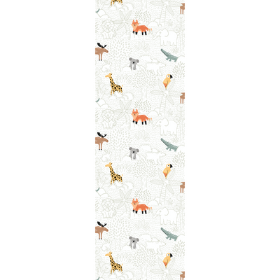 4MURS Papier peint intissé Around the world Blanc et vert kaki