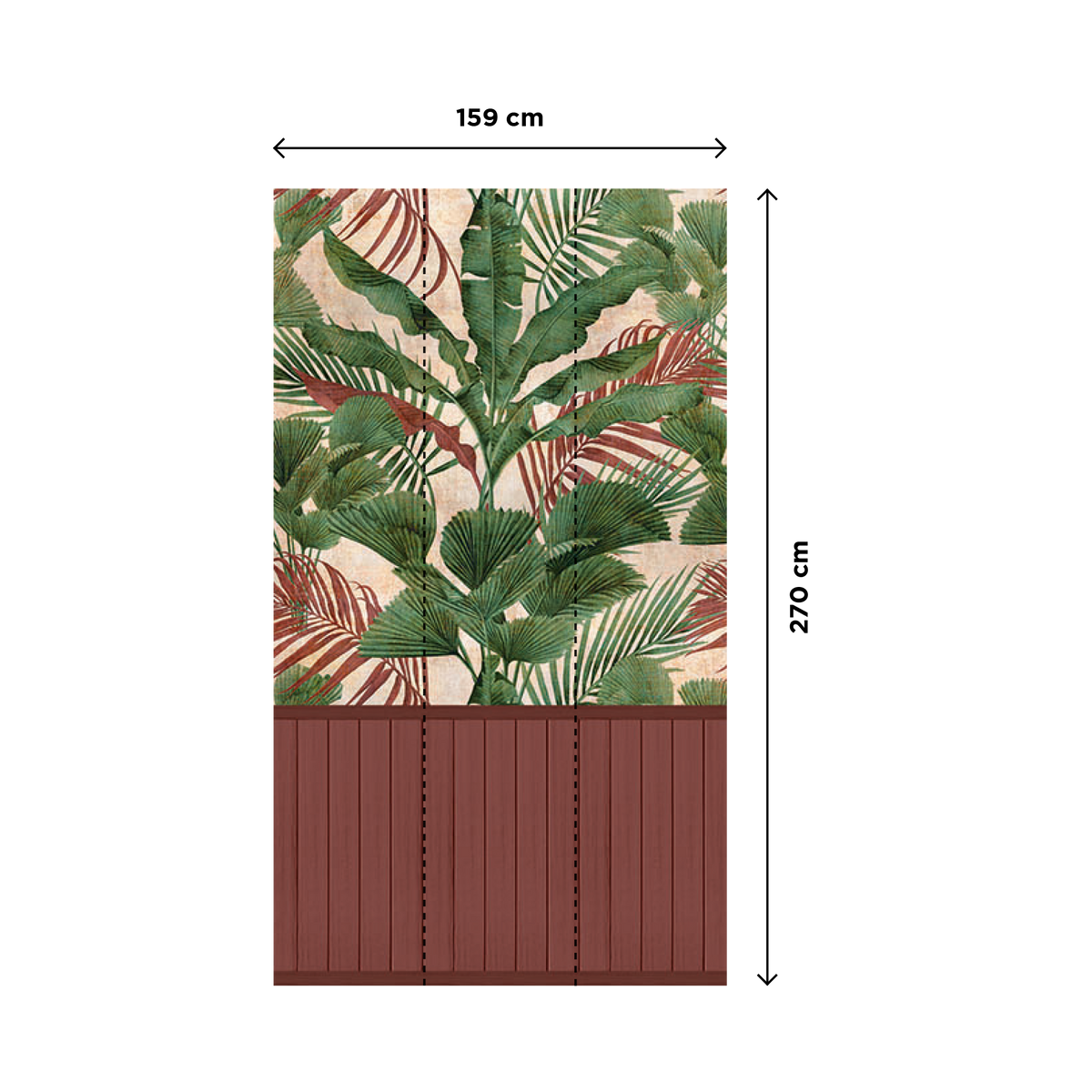 4MURS Papier peint panoramique L Sorya Terracotta et vert feuille Satiné