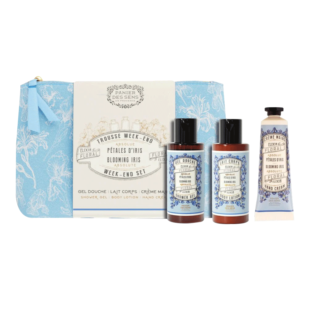PANIER DES SENS Coffret cosmétique Trousse week-end pétales d'iris Bleu Iris 170ML