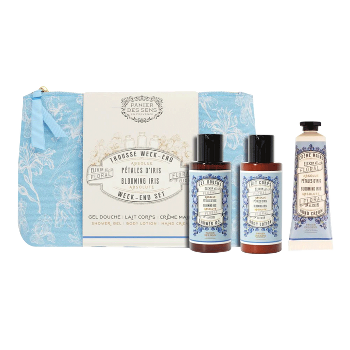 PANIER DES SENS Coffret cosmétique Trousse week-end pétales d'iris Bleu Iris 170ML