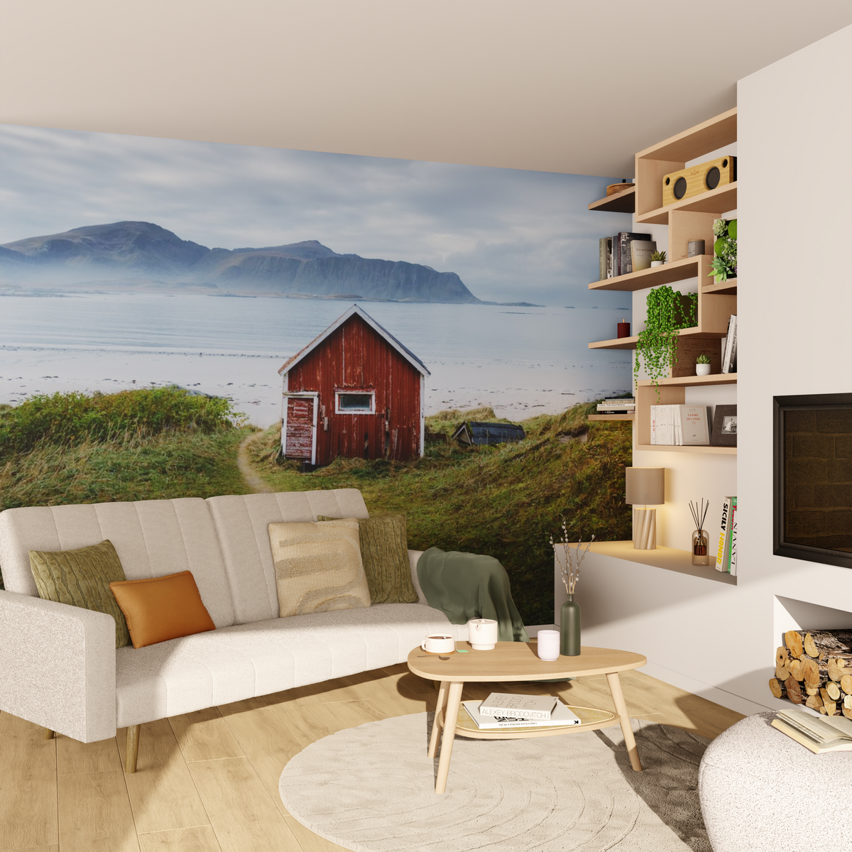 Papier peint panoramique XL Hem Bleu, vert, rouge Satiné