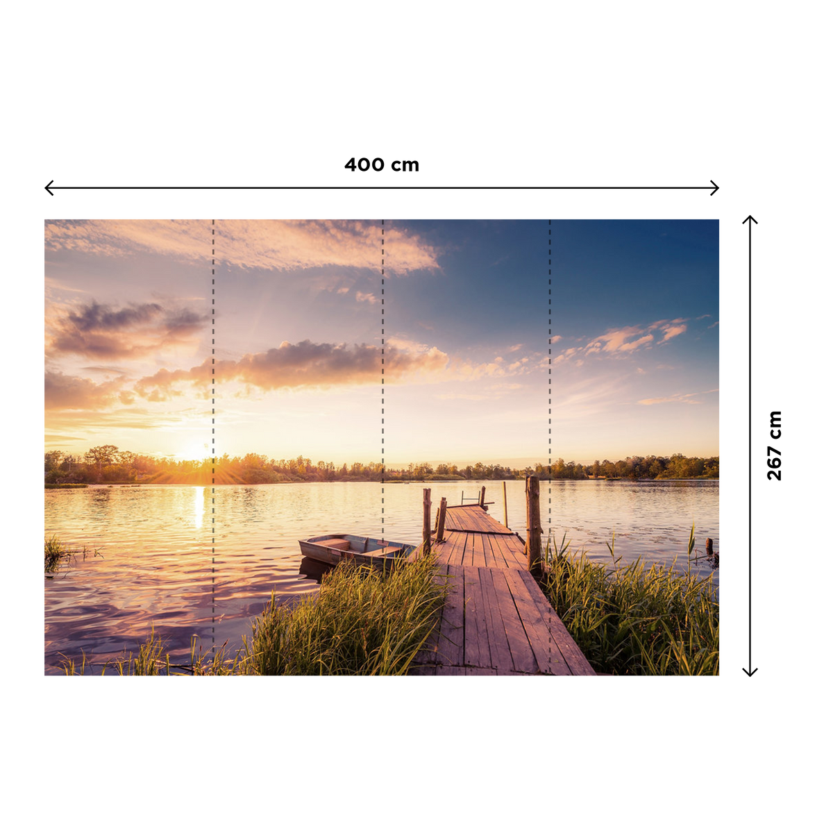 Papier peint panoramique XL Manaa Bleu ciel et jaune rosé Satiné