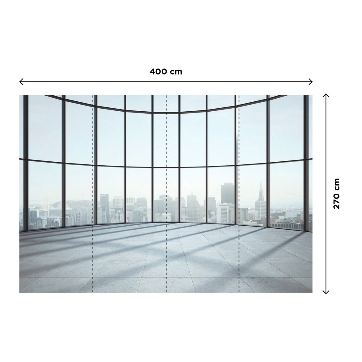 Papier peint panoramique XL City view Bleu ciel Satiné