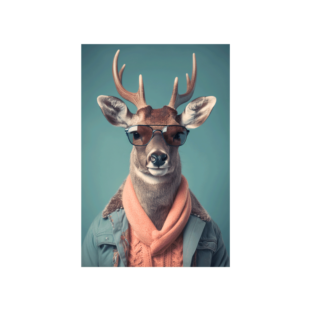 Tableau en verre Cerf color Vert