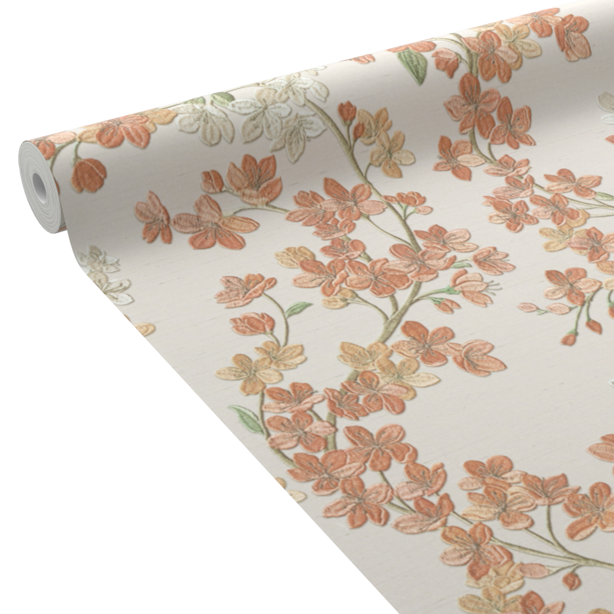 Papier peint intissé Lysia Beige et rose orangé