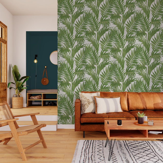 Papier peint intissé GRACIE coloris vert absinthe