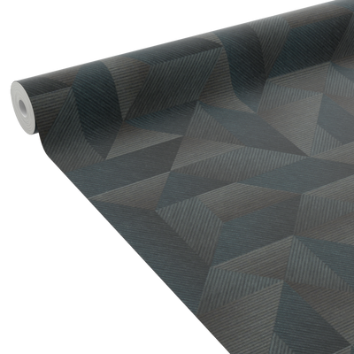 Papier peint intissé Zakary Bleu grisé et taupe