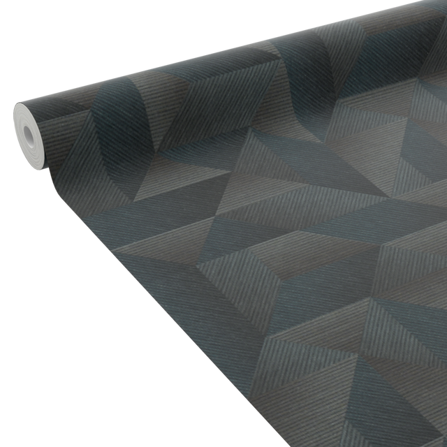 Papier peint intissé ZAKARY coloris bleu grisé et taupe