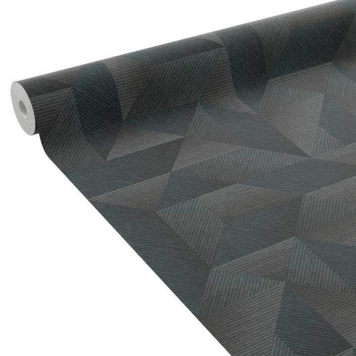 Papier peint intissé Zakary Bleu grisé et taupe