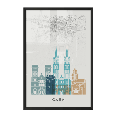 4MURS Image encadrée Map caen Blanc