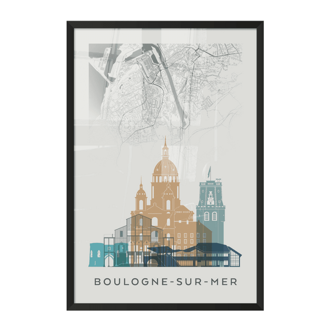 4MURS Image encadrée MAP BOULOGNE SUR MER 40 x 60 cm