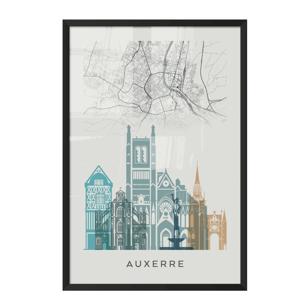 4MURS Image encadrée Map auxerre Blanc